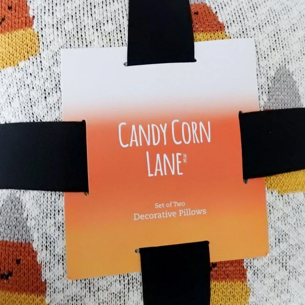 New Candy Corn Lane Jersey Decorative Pillows Candy Corn Design Set 2 Halloween